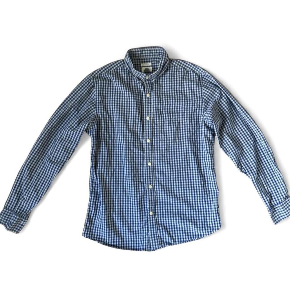 Old Navy Men’s Blue White Gingham Check Long Sleeve Button-Up Shirt Size M